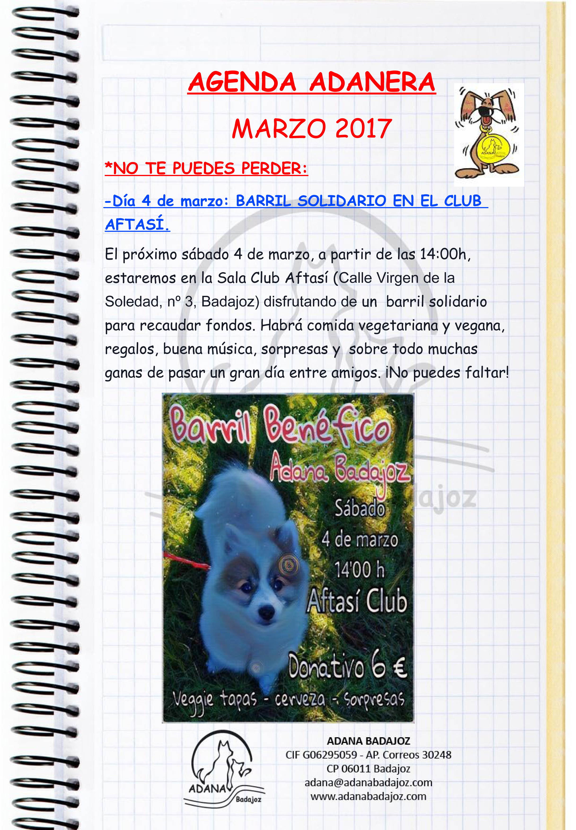 Actividades de Febrero y agenda de Marzo - ADANA Badajoz